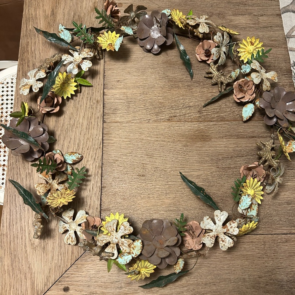 Terrain by Anthropologie Metal Floral and Bee Wreath
